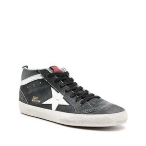 Golden Goose Mid Star Suede Leather Black Silver Red Sneakers
